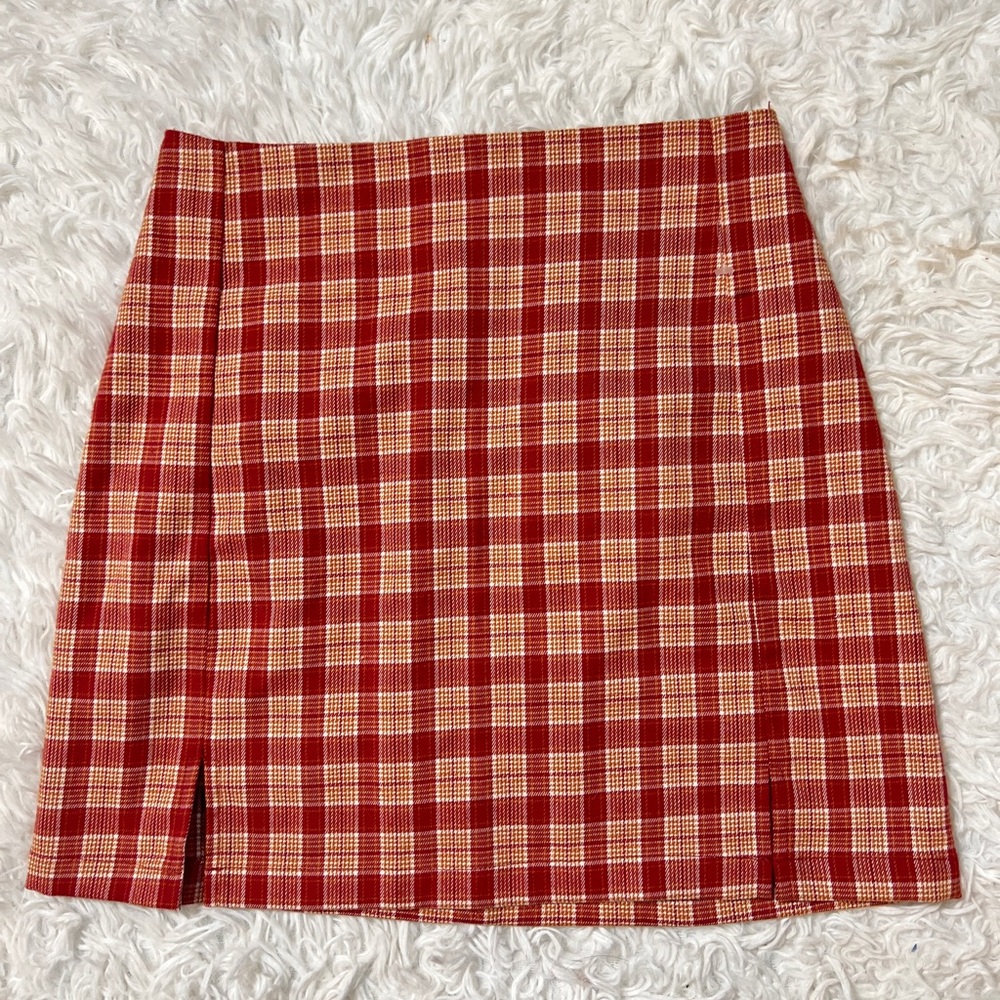 Brandy Melville Red Pencil Mini Skirt with Slit